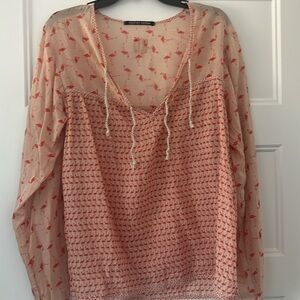 German luxury brand Hannes Roether cotton tunic szMedium Flamingo print